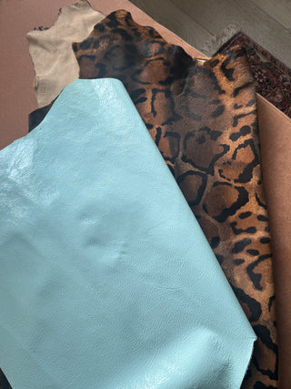 BOW BAG - LEOPARD/BABY BLUE