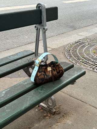 BOW BAG - LEOPARD/BABY BLUE
