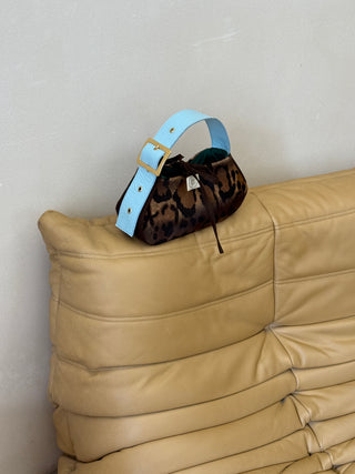 BOW BAG - LEOPARD/BABY BLUE