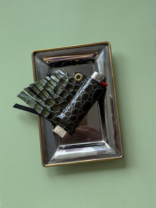 COWGIRL LIGHTER CASE - GREEN CROCO